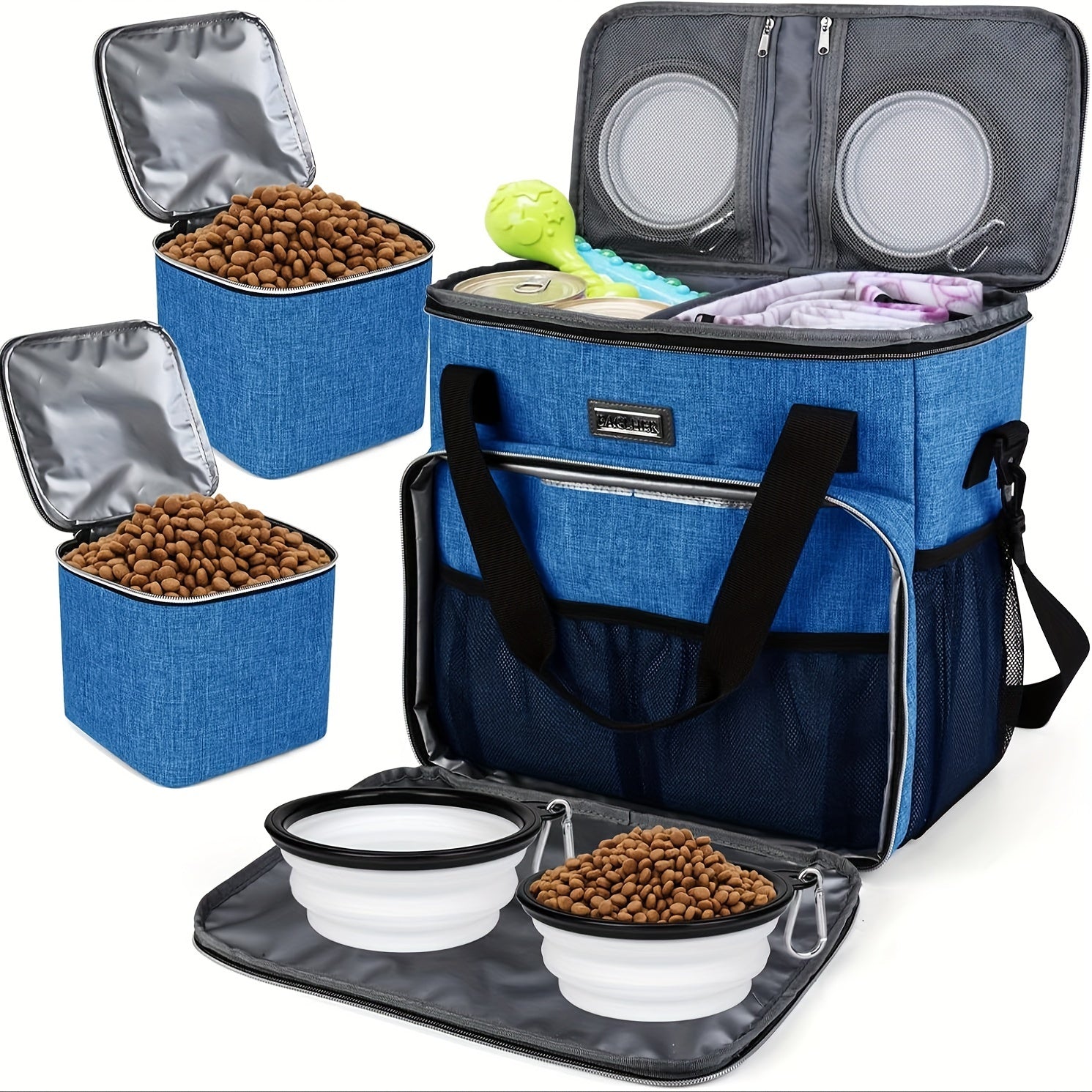 Pet Travel Bag with Bowls and Food Baskets