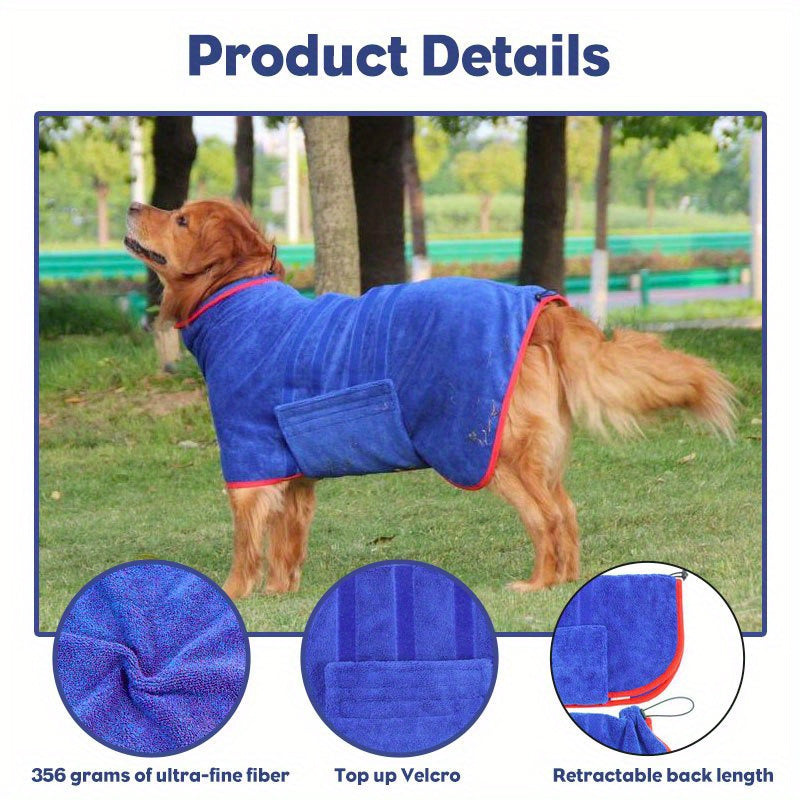 Super Absorbent Dog Bathrobe Towel - Quick-Drying for All Breeds