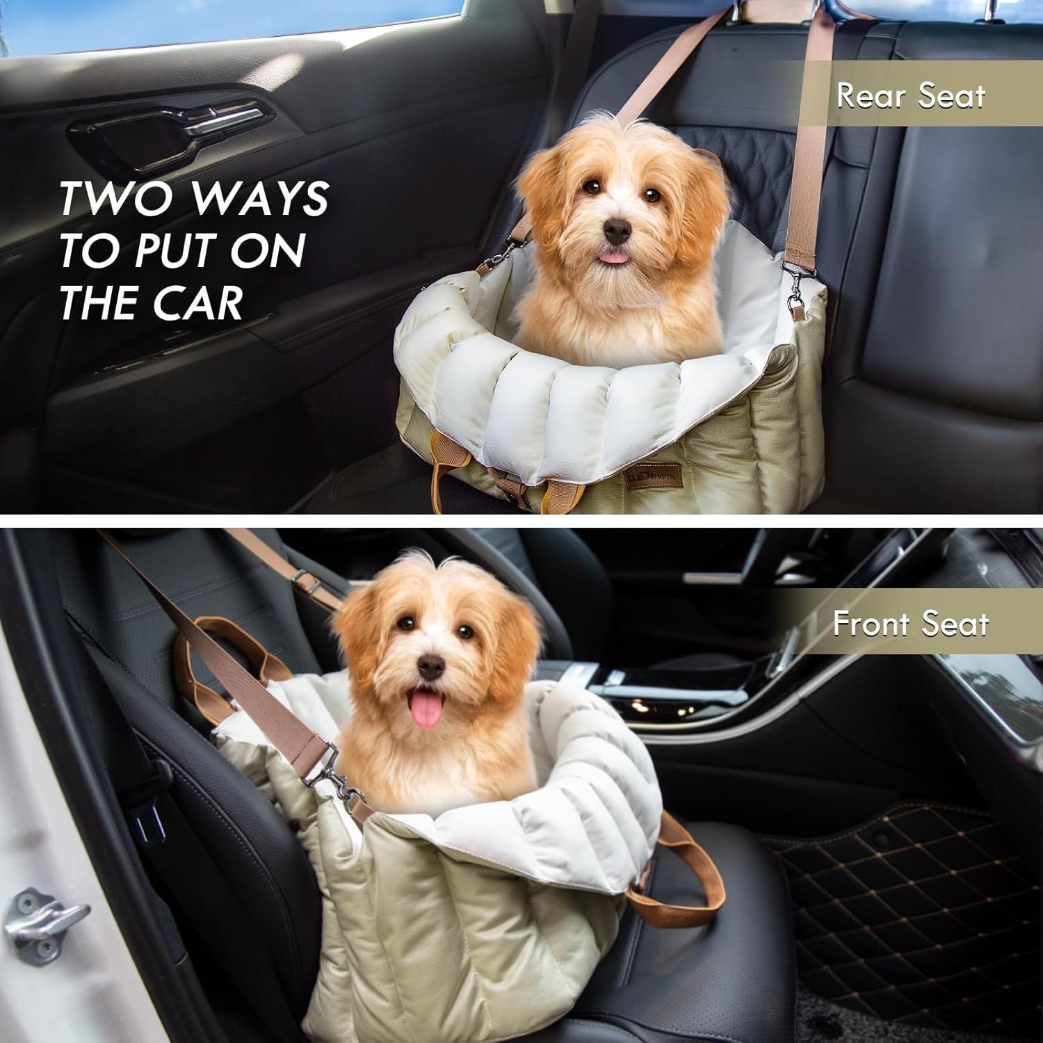 Small Dog Car Seat & Travel Carrier - Non-Slip Booster for Dogs up to 10lbs
