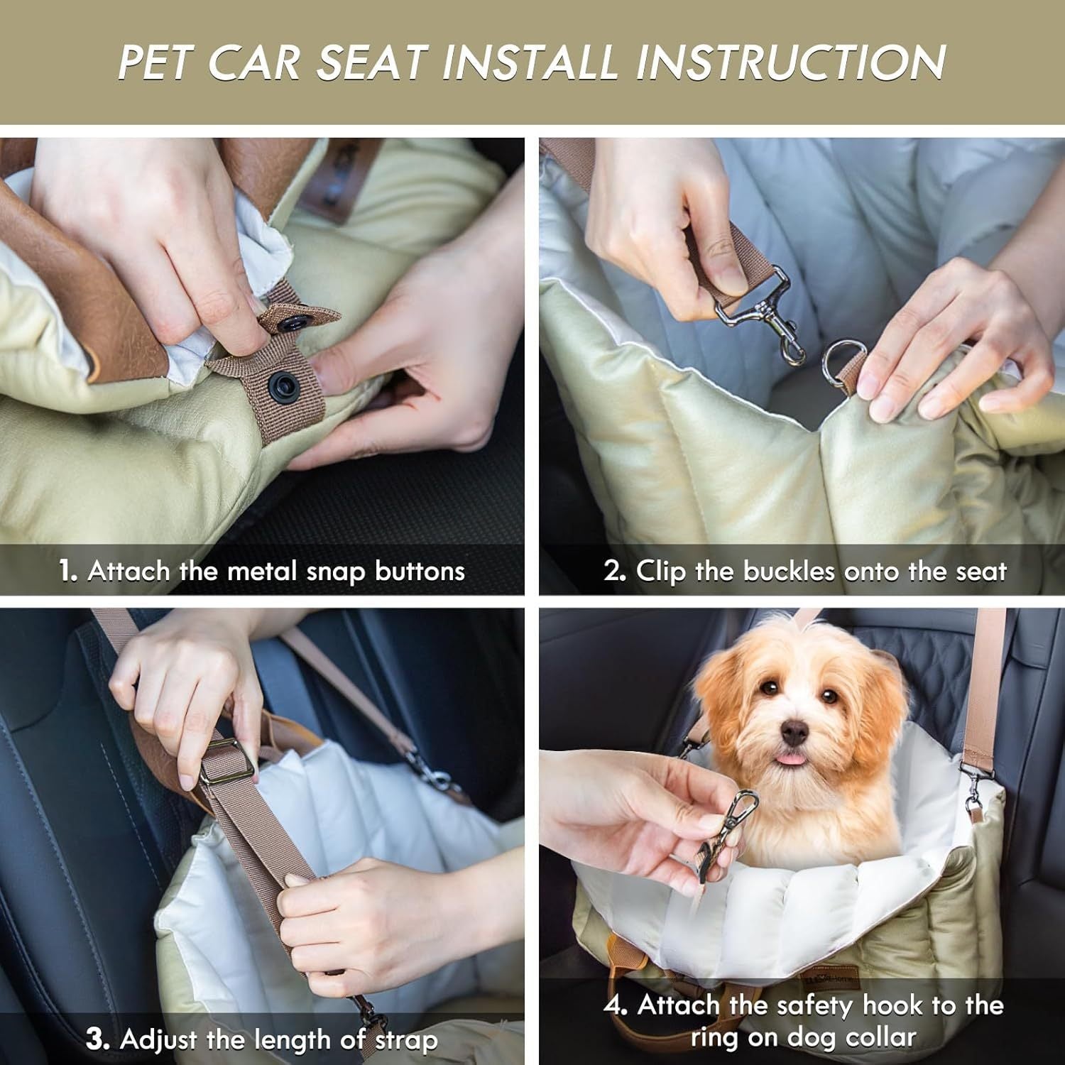 Small Dog Car Seat & Travel Carrier - Non-Slip Booster for Dogs up to 10lbs