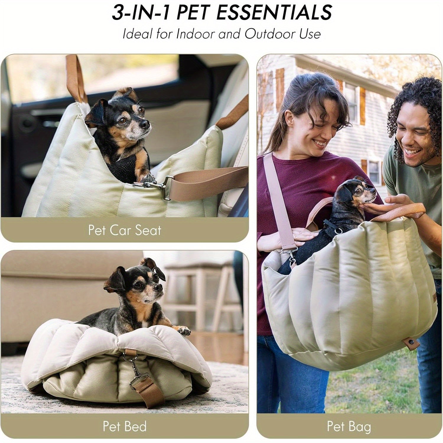 Small Dog Car Seat & Travel Carrier - Non-Slip Booster for Dogs up to 10lbs