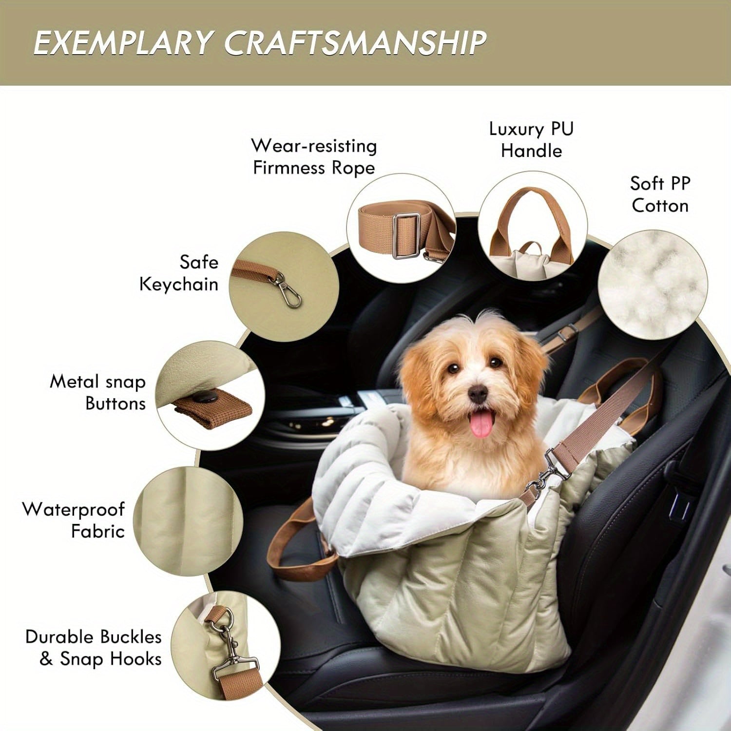 Small Dog Car Seat & Travel Carrier - Non-Slip Booster for Dogs up to 10lbs