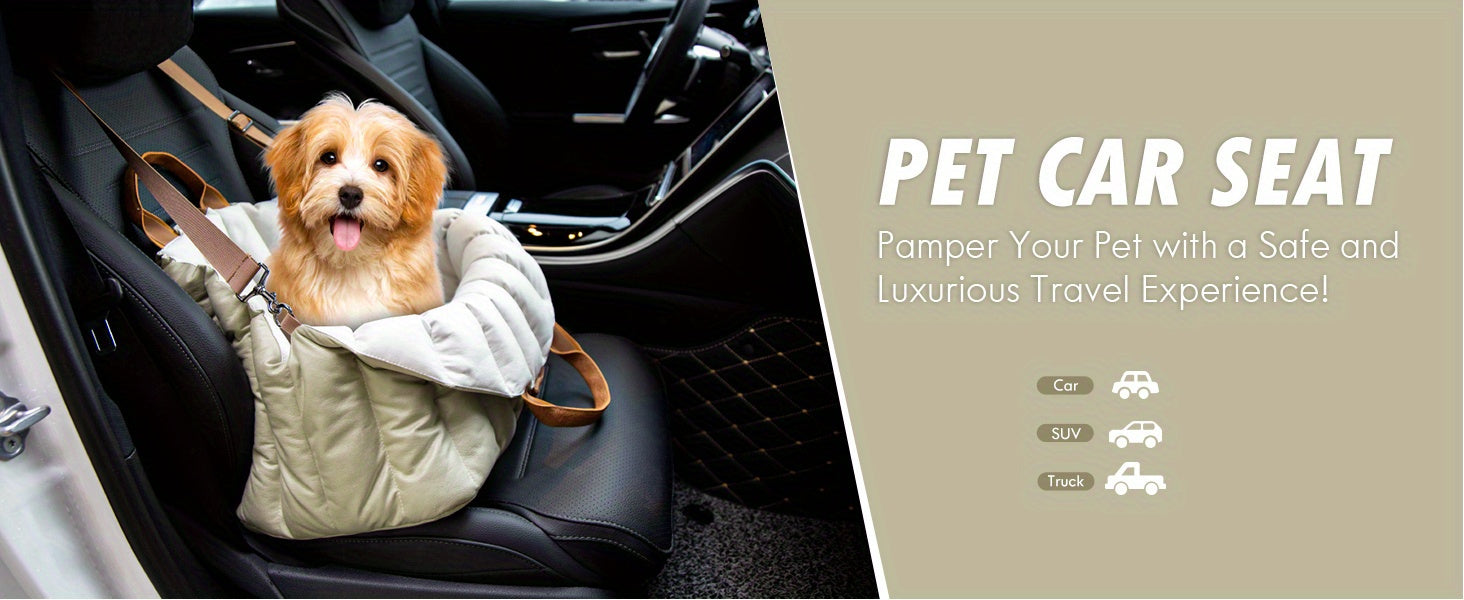 Small Dog Car Seat & Travel Carrier - Non-Slip Booster for Dogs up to 10lbs