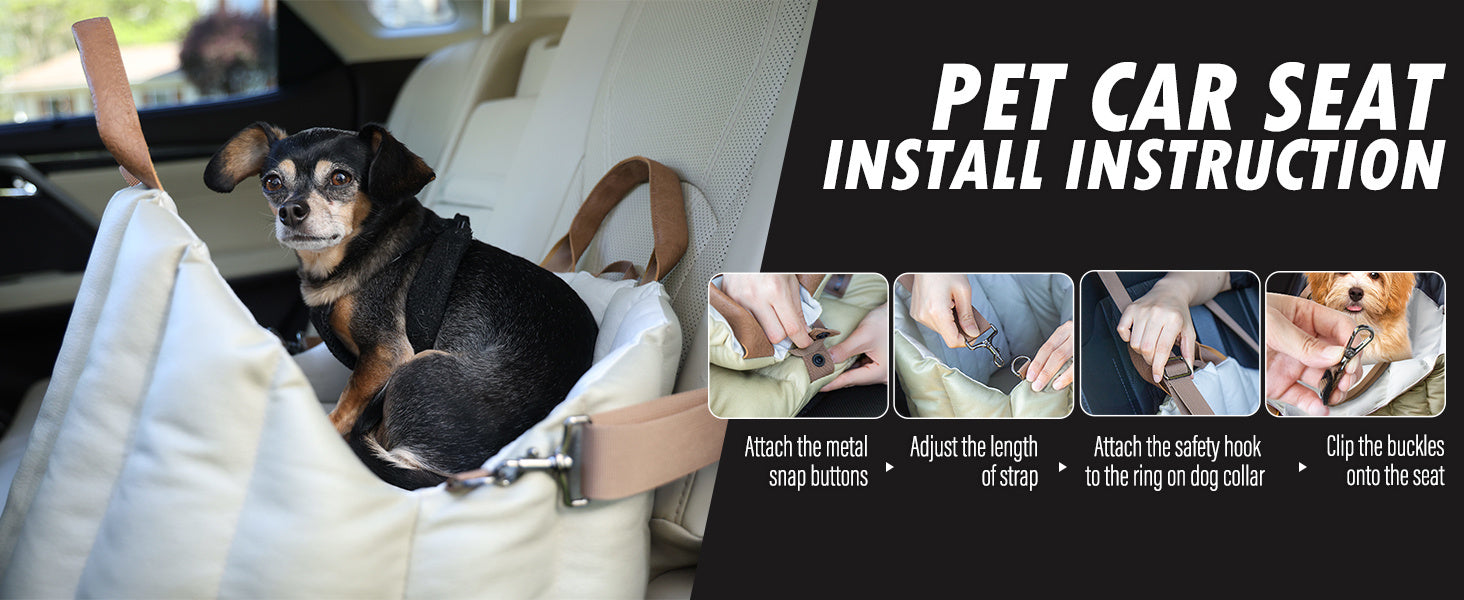 Small Dog Car Seat & Travel Carrier - Non-Slip Booster for Dogs up to 10lbs