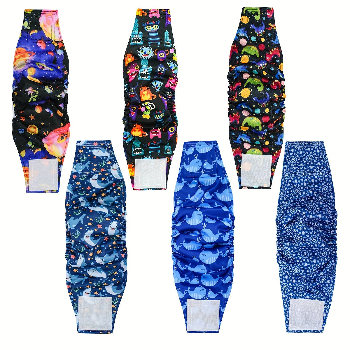 6-Pack Washable Male Dog Belly Bands - Leak-Proof Diapers