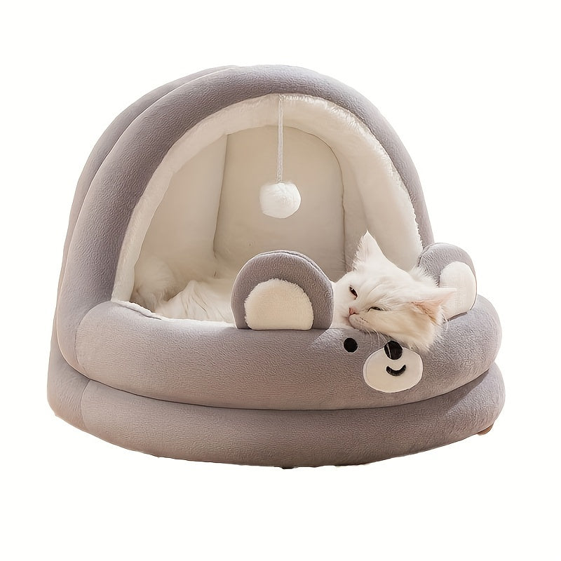Cozy Cat Cave Bed - Semi-Enclosed Pet Nest