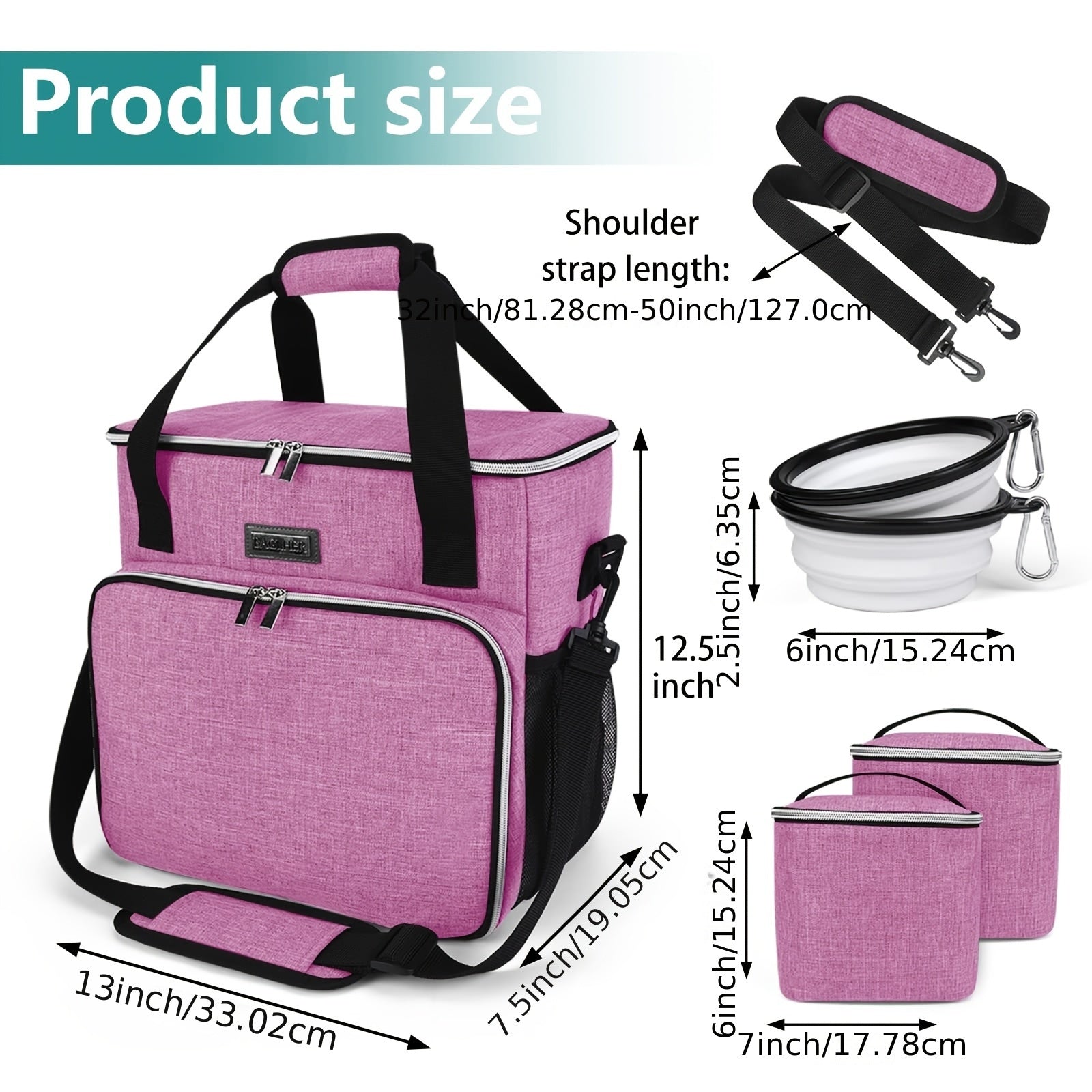 Pet Travel Bag with Bowls and Food Baskets