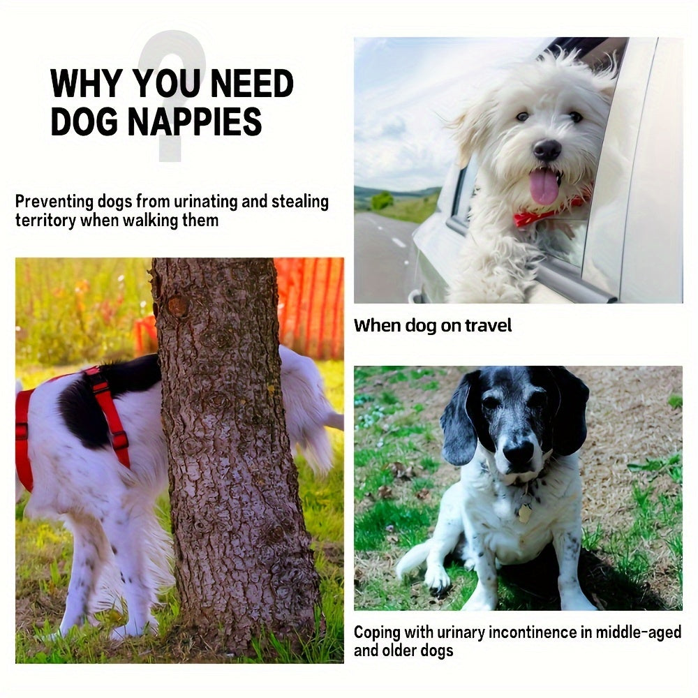 6-Pack Washable Male Dog Belly Bands - Leak-Proof Diapers