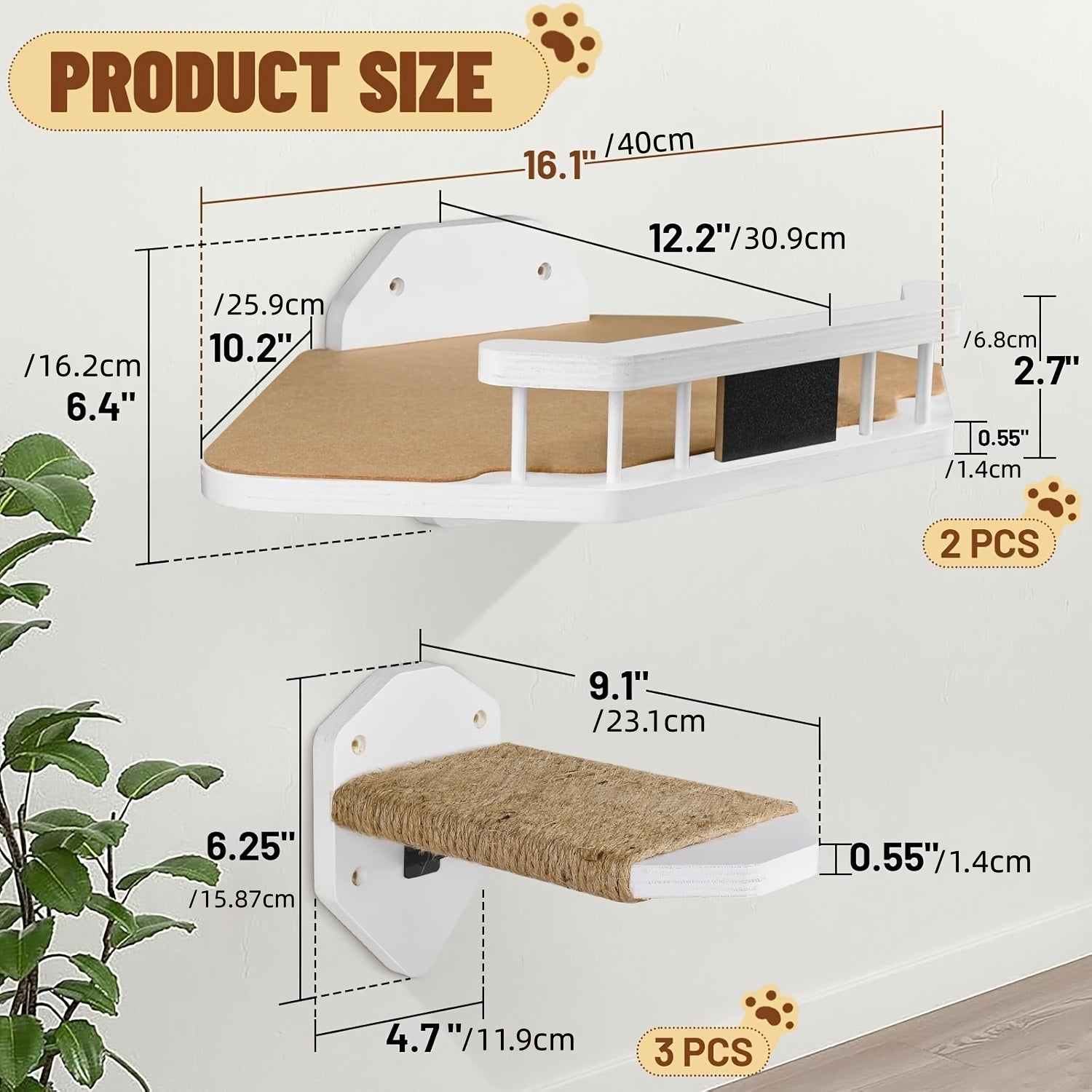 5-Piece Cat Wall Furniture Set - Shelves, Steps & Hammock
