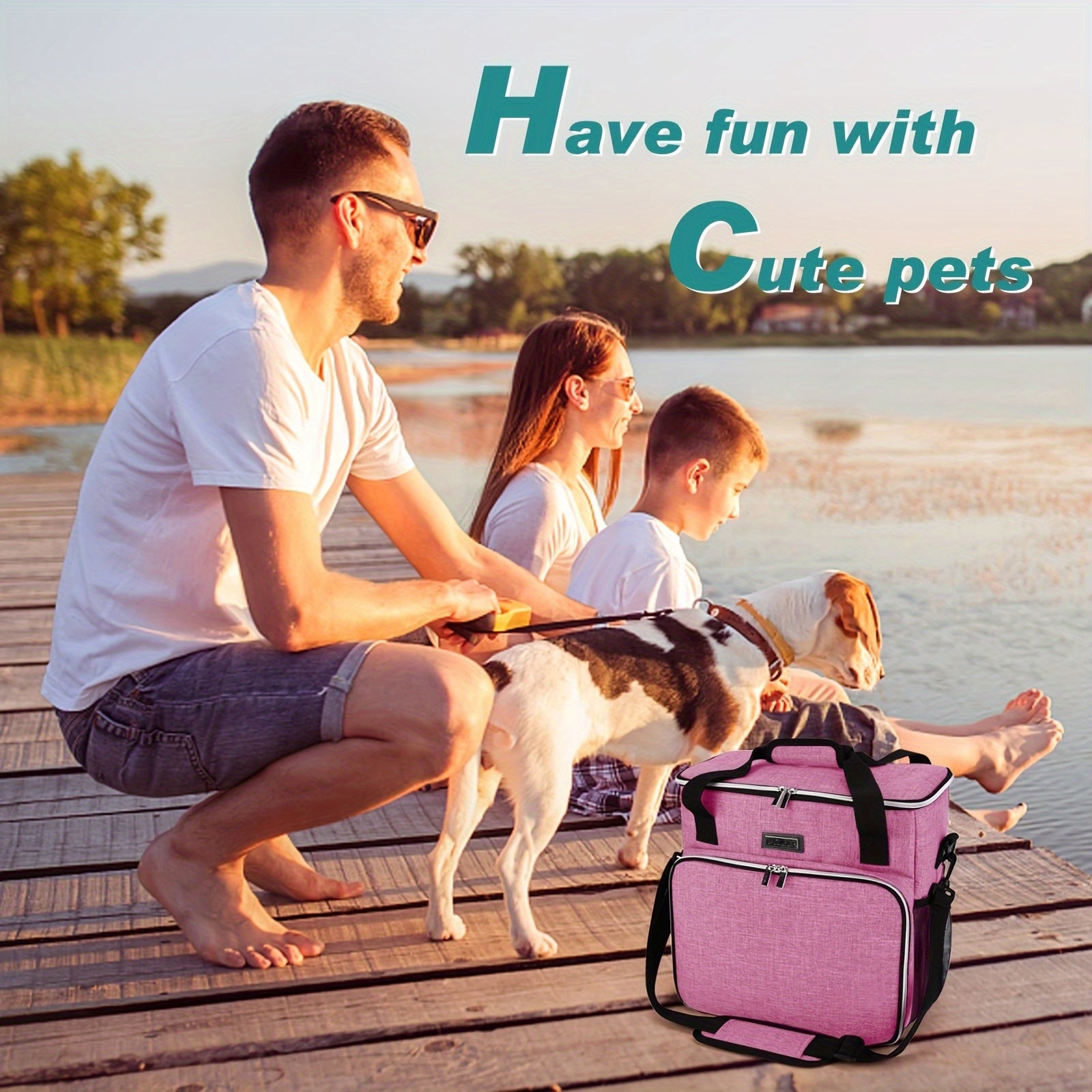 Pet Travel Bag with Bowls and Food Baskets