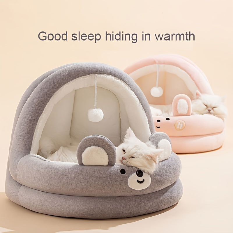Cozy Cat Cave Bed - Semi-Enclosed Pet Nest