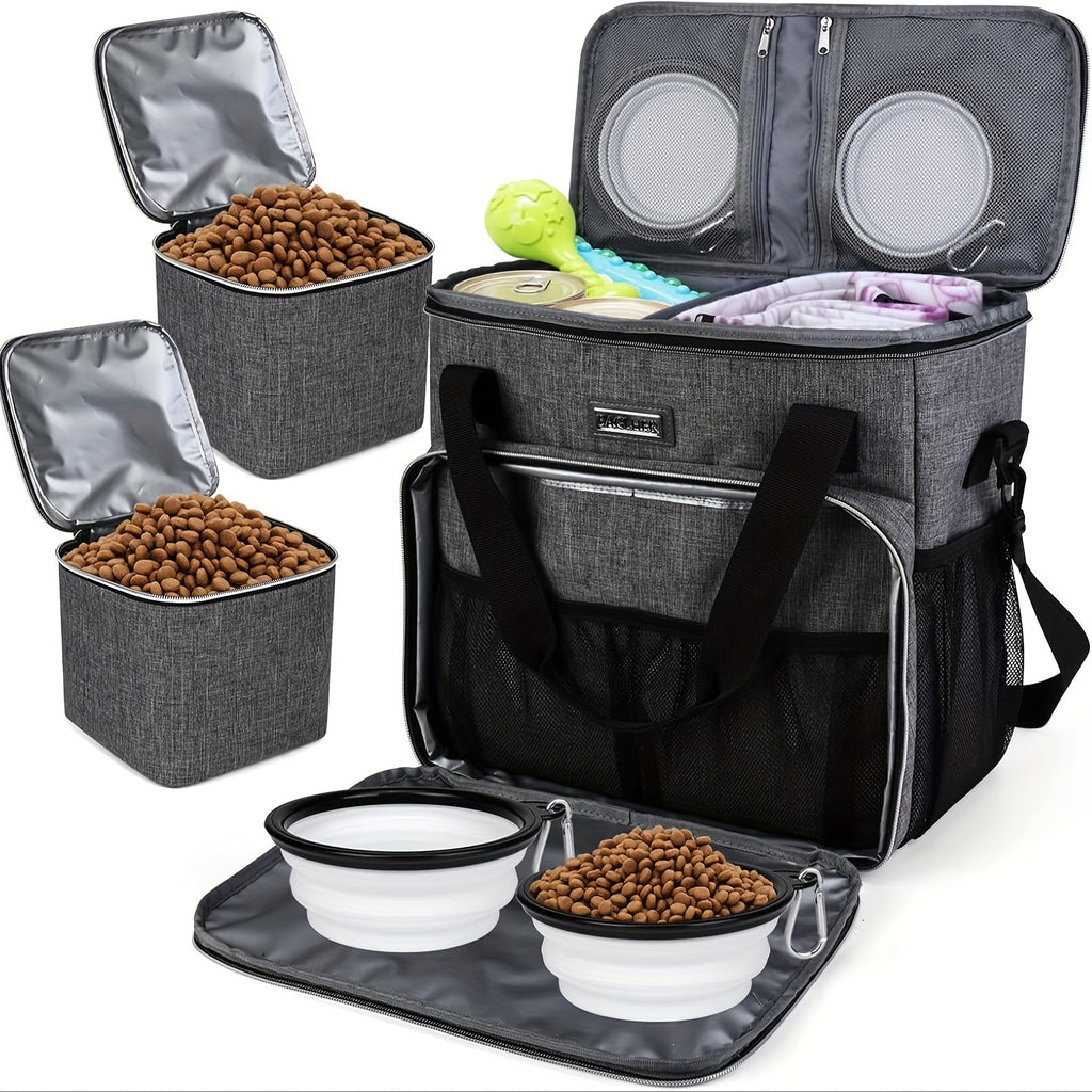 Pet Travel Bag with Bowls and Food Baskets