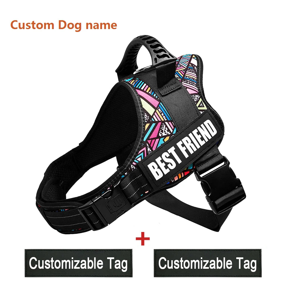Adjustable Nylon Dog Harness with Custom ID
