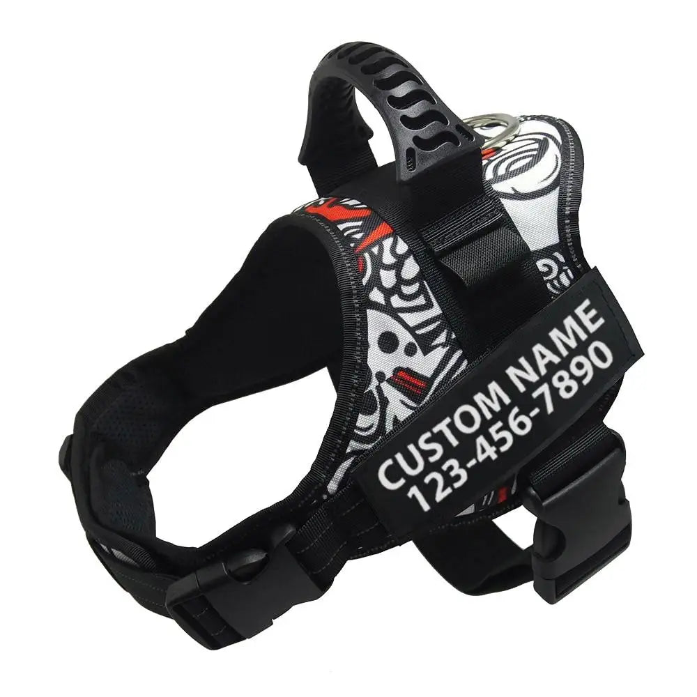 Adjustable Nylon Dog Harness with Custom ID