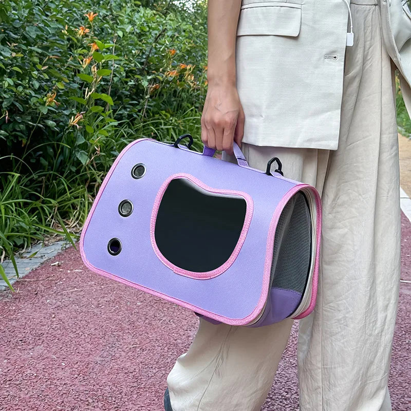 Portable Foldable Cat Carrier - Breathable Shoulder Bag for Small Pets