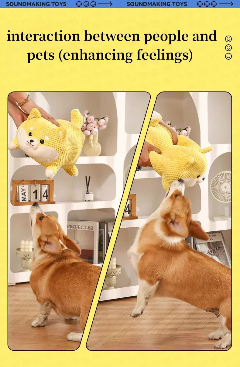 Interactive Dog Chew Toy - Bite Resistant Plush with Teeth Cleaning