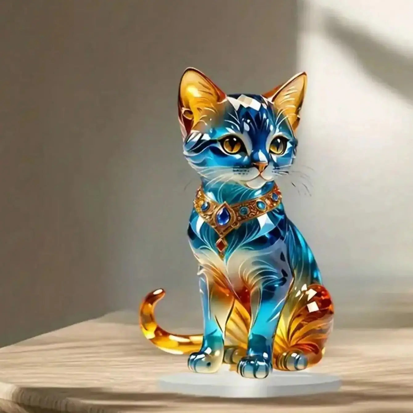 Elegant Cat Table Sculpture - Classic Animal-Themed Home & Office Decoration