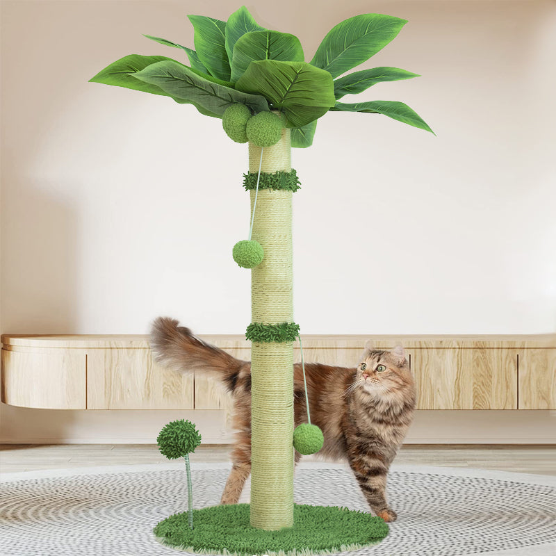 Tall Cat Scratching Post - 65cm Premium Sisal Tree with Interactive Toys