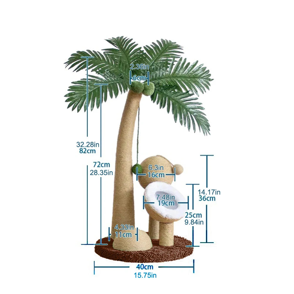 Coconut Tree Cat Scratching Post - Natural Sisal