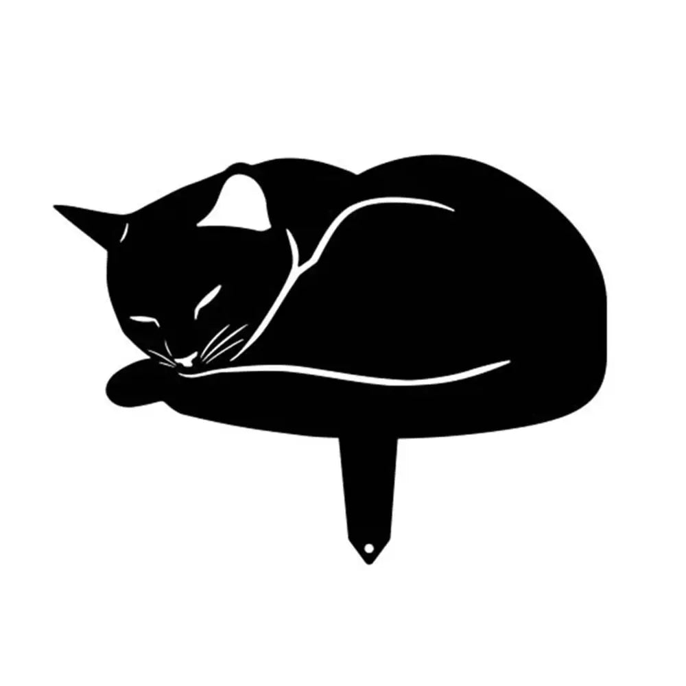 Black Cat Silhouette Garden Statue - Weatherproof Iron Art Yard Decoration