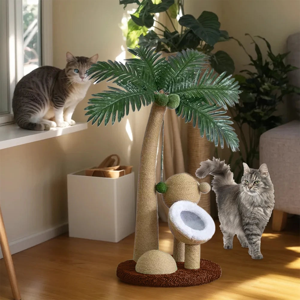 Coconut Tree Cat Scratching Post - Natural Sisal