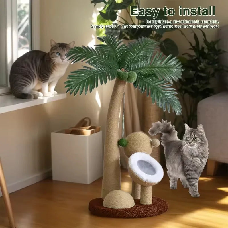 Coconut Tree Cat Scratching Post - Natural Sisal