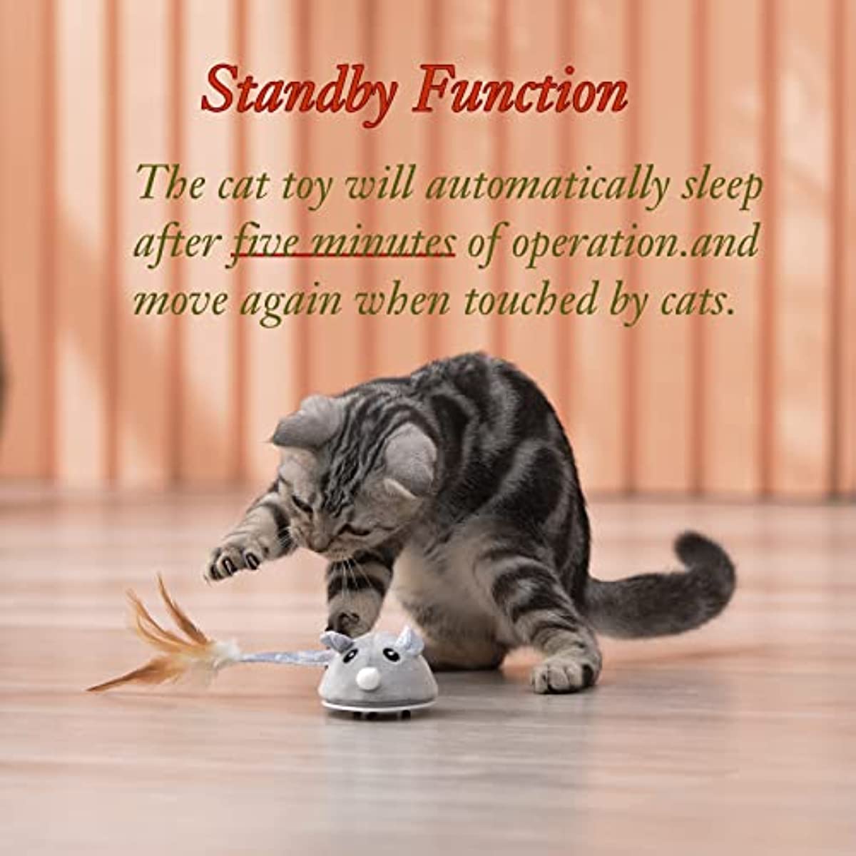 ATUBAN Smart Sensing Cat Toy - Automatic Feather Wand & Mouse