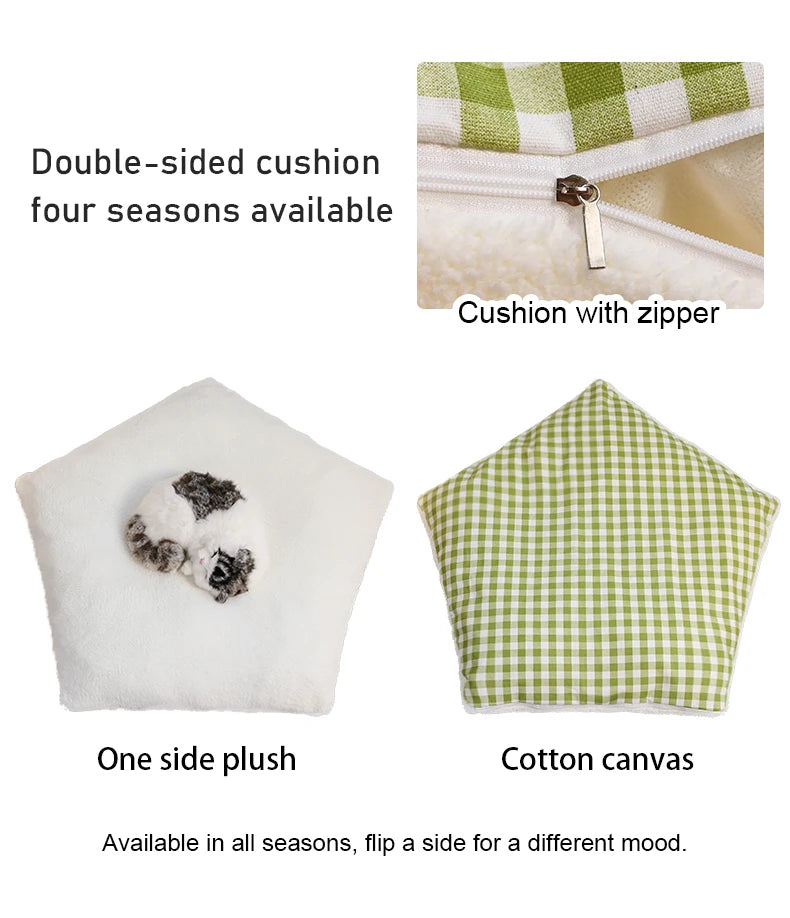 Cozy Pet Teepee Tent - Washable Bed with Plush Pad for Small Dogs & Cats