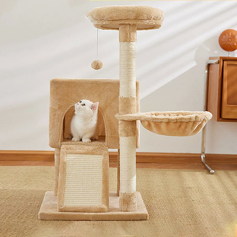 Luxury Multi-Level Cat Tree - Double Condos, Hammock & Sisal Scratching Posts
