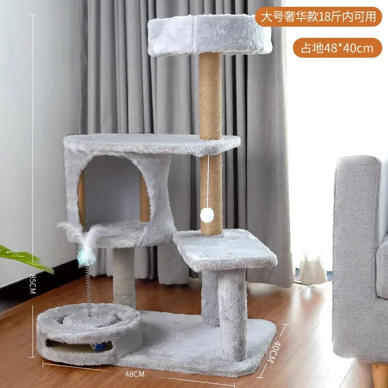 Three-Layer Cat Tree House - Multi-Level Scratching Post & Activity Center