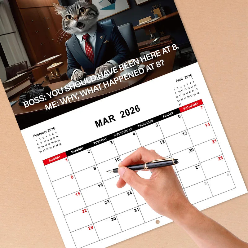 2026 Cat Art Wall Calendar - Daily Planning with Adorable Kitten Designs