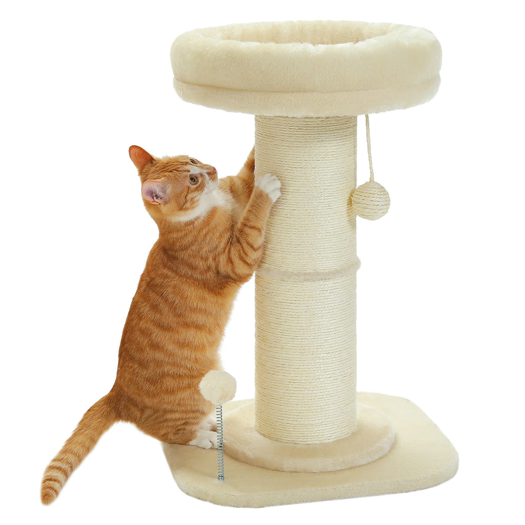 Pink Flower Cat Tree with Sisal Scratching Post & Perch