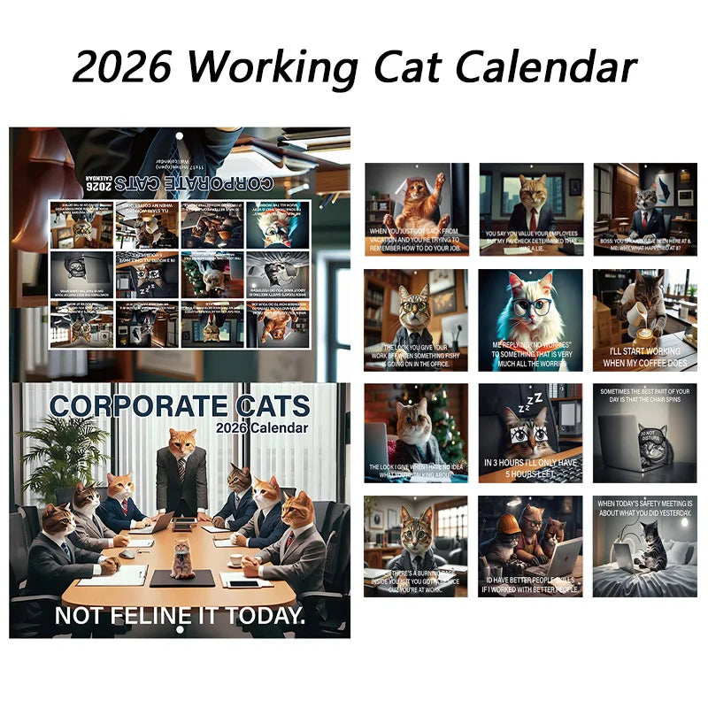 2026 Cat Art Wall Calendar - Daily Planning with Adorable Kitten Designs