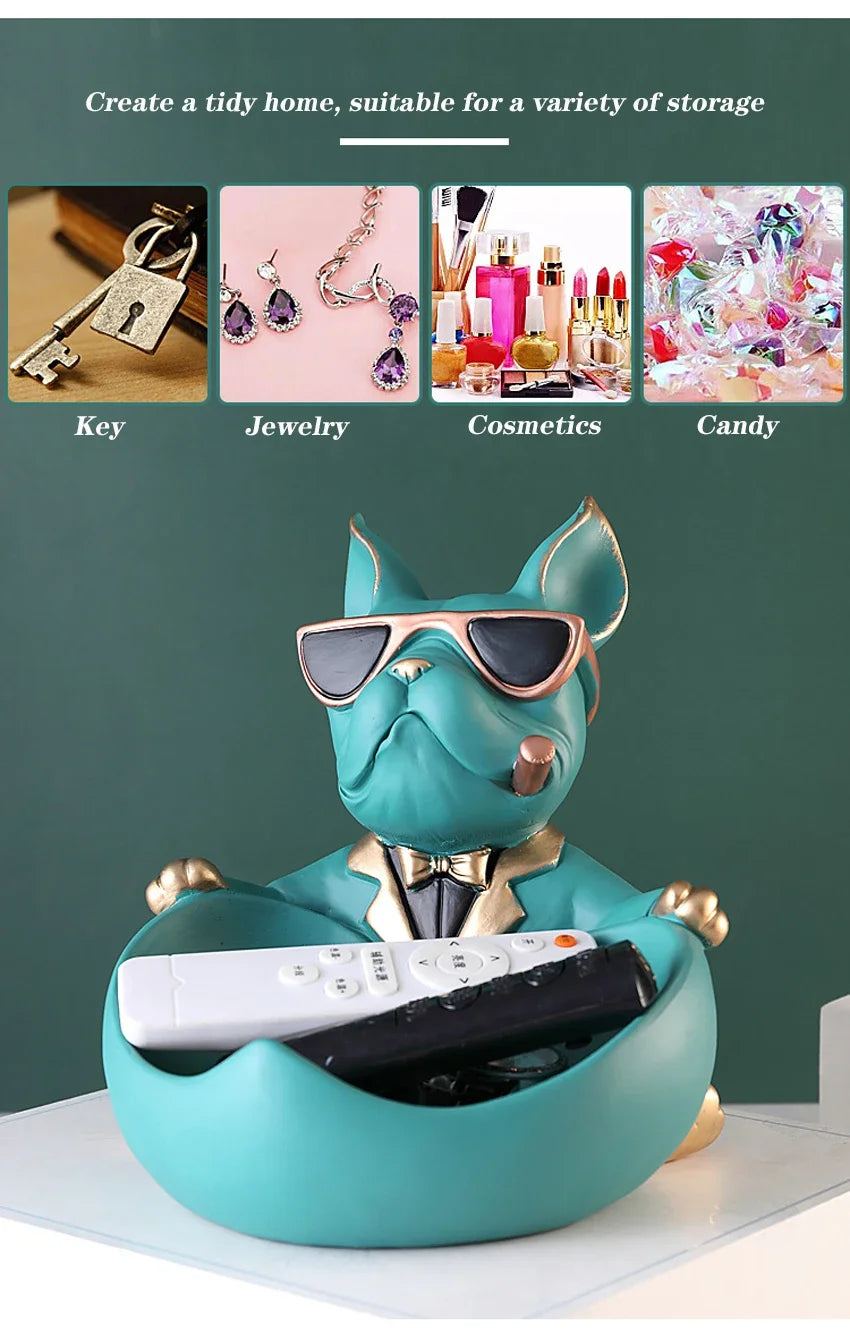 Dog Figurine Storage Box - Resin Art Sculpture