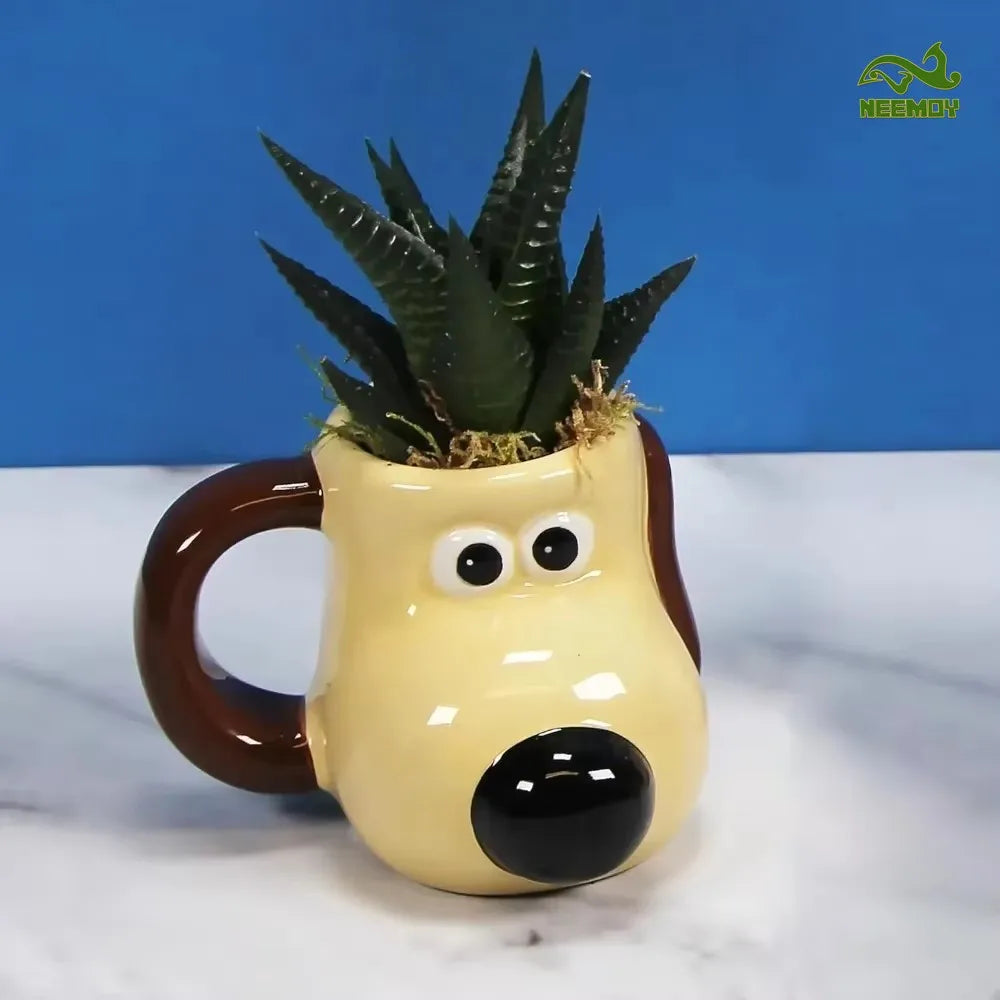 3D Cartoon Dog Ceramic Mug - High Capacity