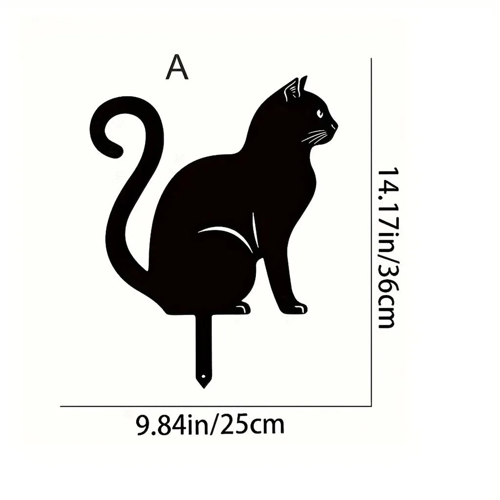 Cat Family Garden Stakes - Cute Silhouette Decorations for Yard & Lawn