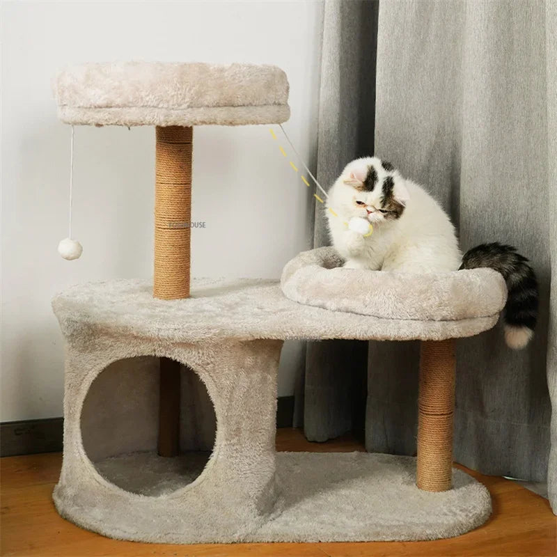 Three-Layer Cat Tree House - Multi-Level Scratching Post & Activity Center
