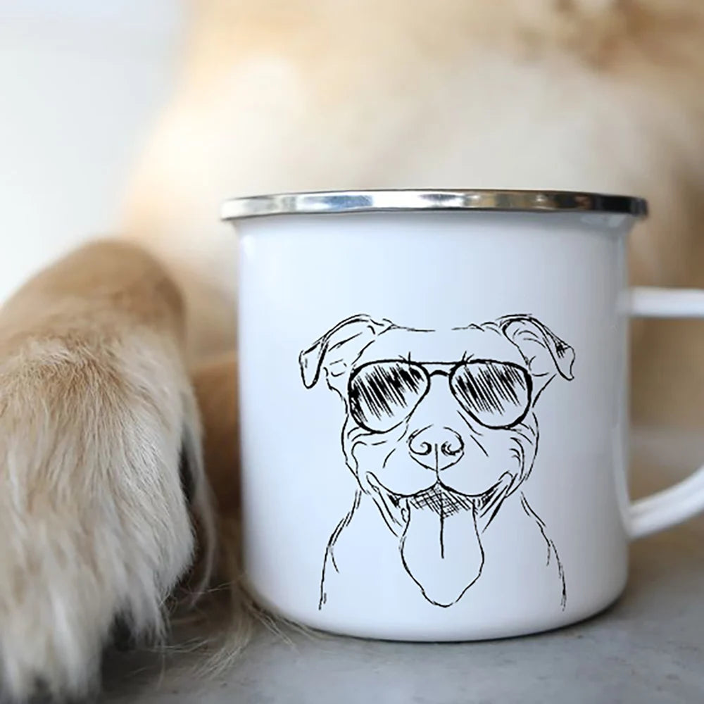 Dog Print Enamel Mug - Funny Bulldog Design