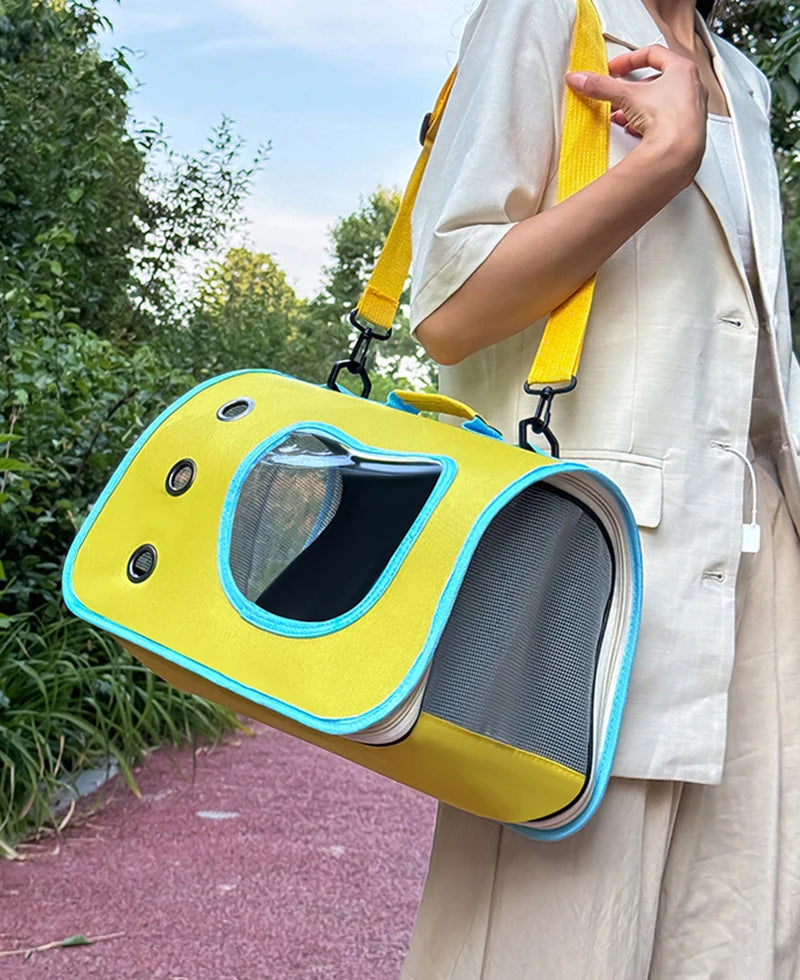 Portable Foldable Cat Carrier - Breathable Shoulder Bag for Small Pets