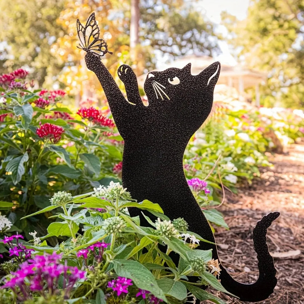 Cat Family Garden Stakes - Cute Silhouette Decorations for Yard & Lawn