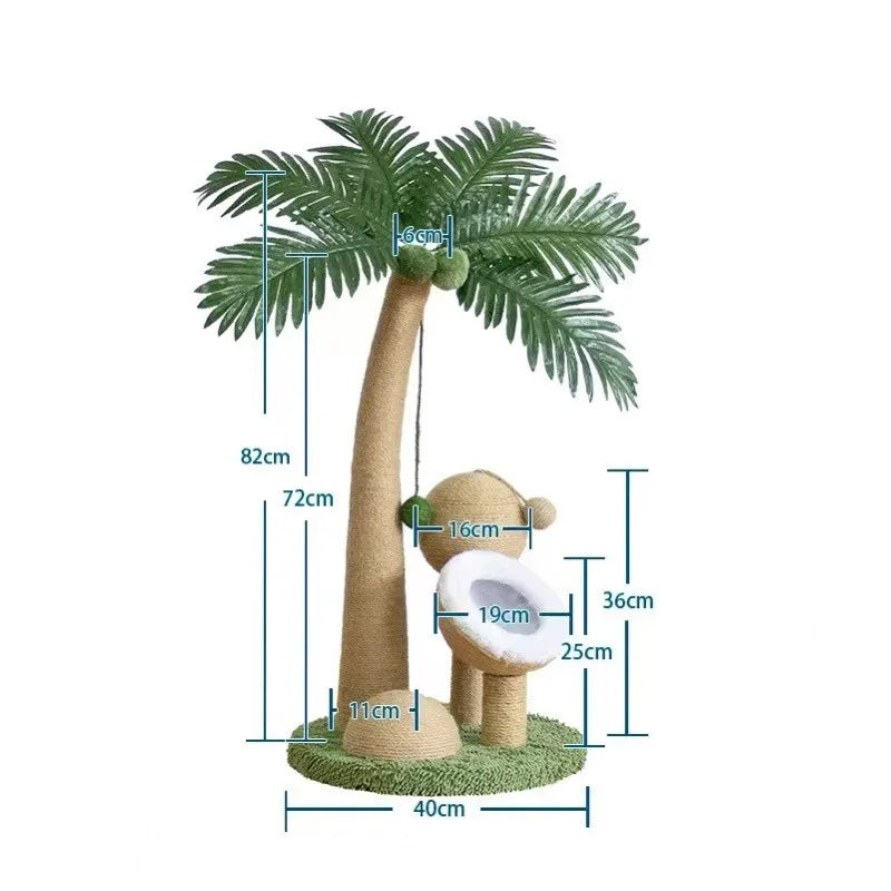 Coconut Tree Cat Scratching Post - Natural Sisal
