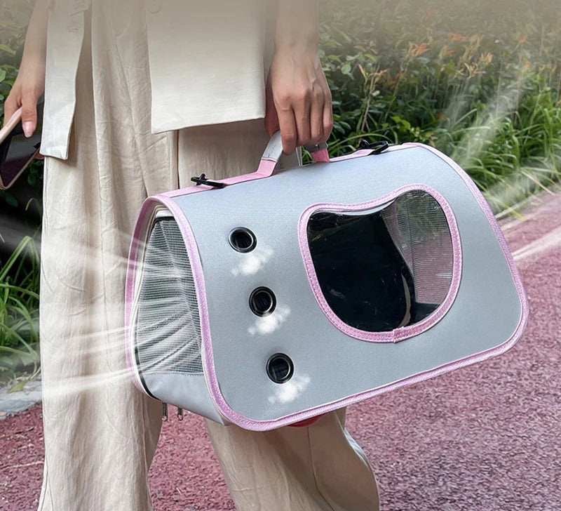 Portable Foldable Cat Carrier - Breathable Shoulder Bag for Small Pets