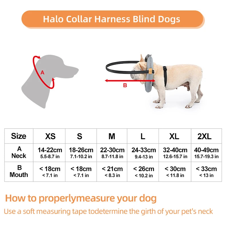 Blind Dog Safety Collar - Anti-Collision Protection Harness with Reflective Strips