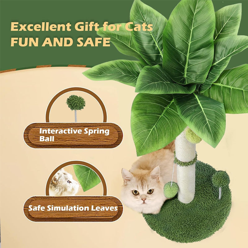 Tall Cat Scratching Post - 65cm Premium Sisal Tree with Interactive Toys