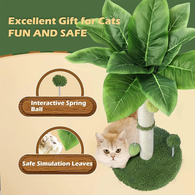 Tall Cat Scratching Post - 65cm Premium Sisal Tree with Interactive Toys