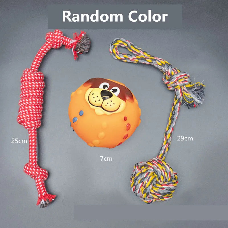 Dog Toy Kit - Ball, Bone, Rope & Squeaky Toys