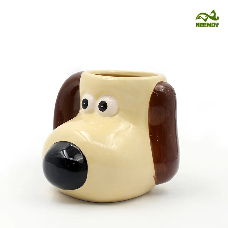 3D Cartoon Dog Ceramic Mug - High Capacity