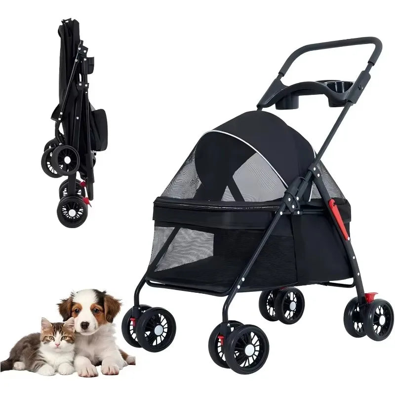 Lightweight Pet Stroller - Foldable for Dogs & Cats Outdoor Travel