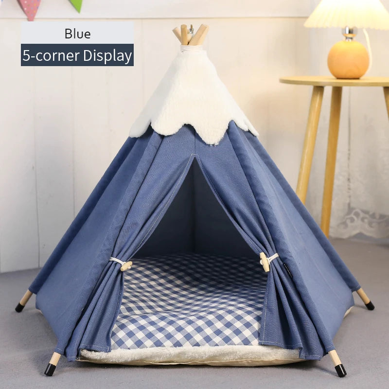 Cozy Pet Teepee Tent - Washable Bed with Plush Pad for Small Dogs & Cats