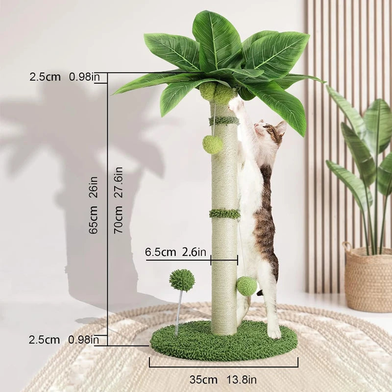 Tall Cat Scratching Post - 65cm Premium Sisal Tree with Interactive Toys